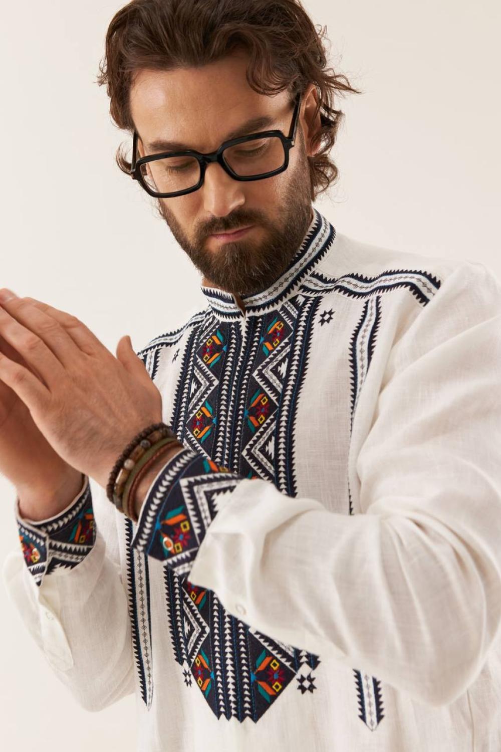 Men's embroidered linen shirt