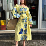 Custom embroidered yellow-blue FREE dress EMBROIDERED GEM