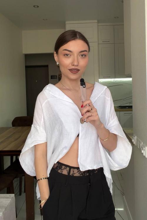 White linen jacket with short sleeves white_short