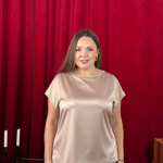 Beige silk blouse with short sleeves and large slits 0006-72_beige