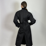 Trench coat women's black demi-season made of Fine Line cotton
