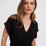 Black crinkled chiffon midi dress