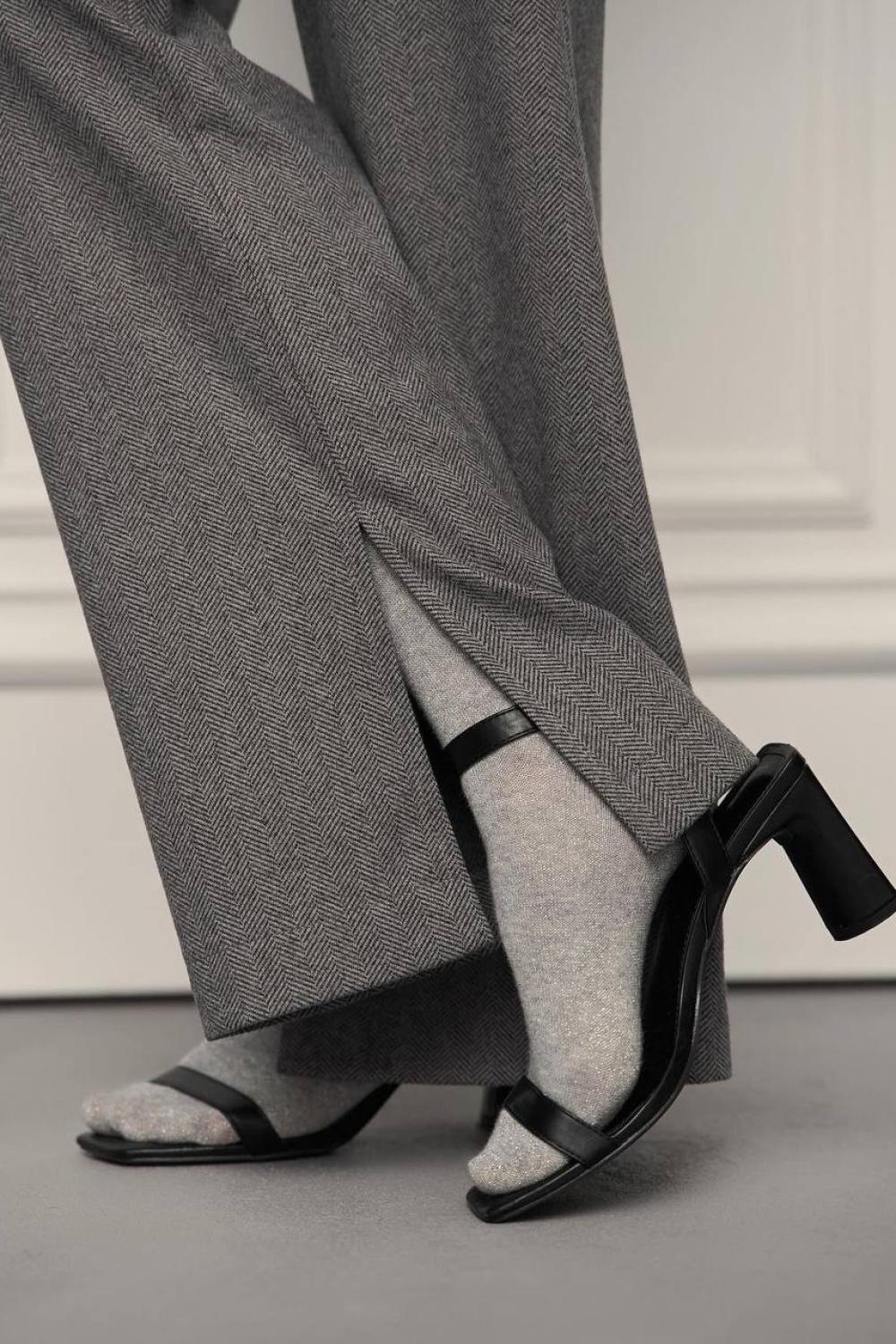 Women's palazzo pants grey with added wool