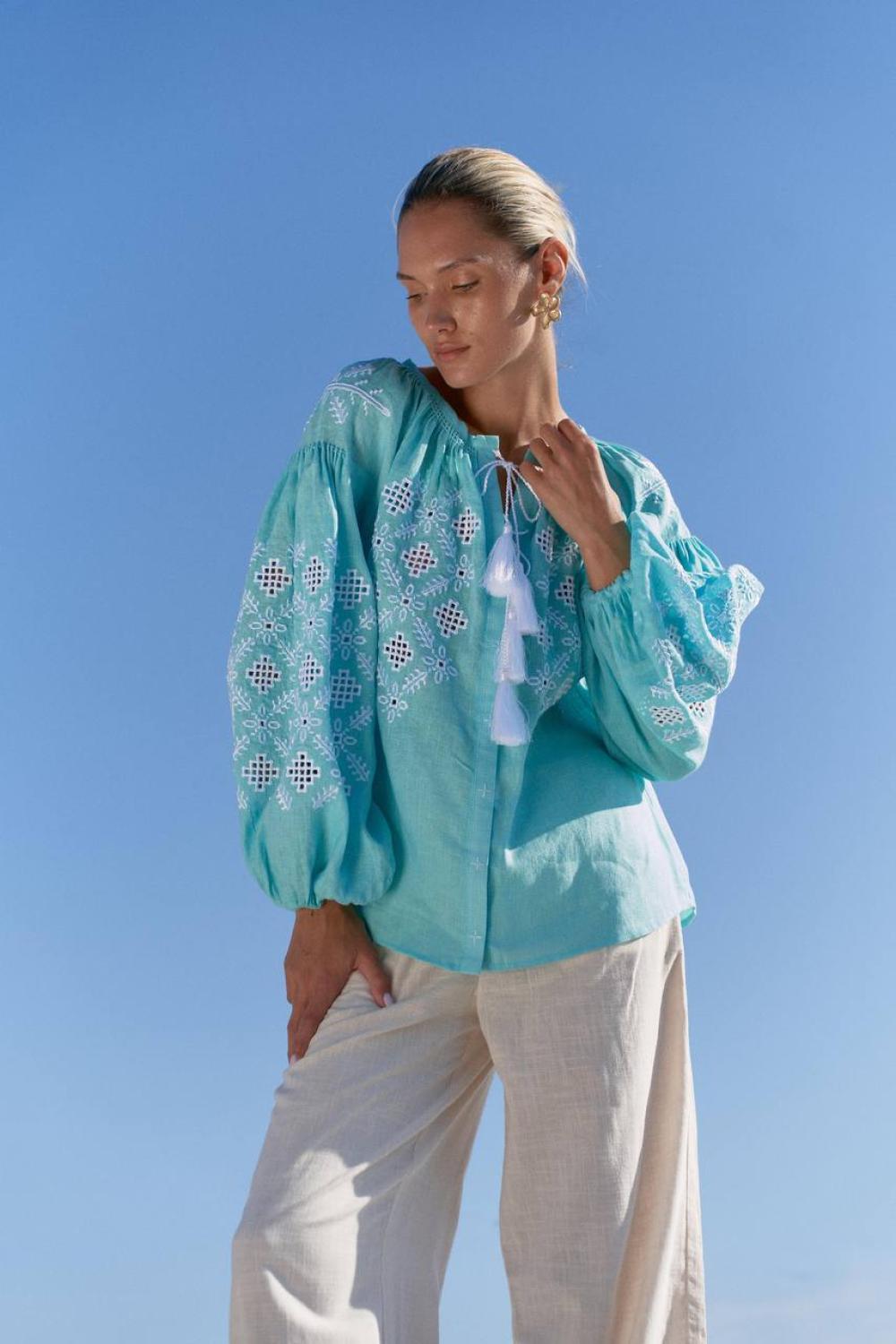EMBROIDERED GEM women's embroidered linen tiffany