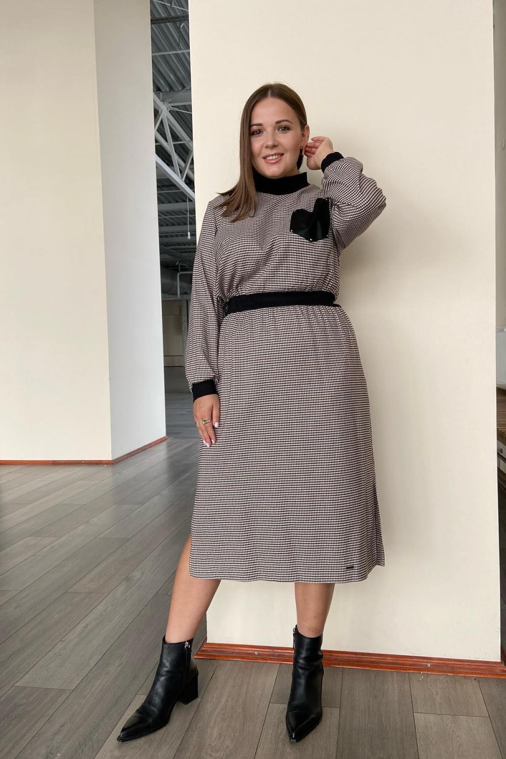 Petro Soroka knitted beige checkered dress