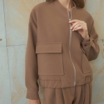 Brown bomber jacket made of coat fabric