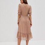 Dress chiffon beige L-SU-3715 Moodo