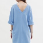 Blue knitted dress with embroidery 07092 MAXA