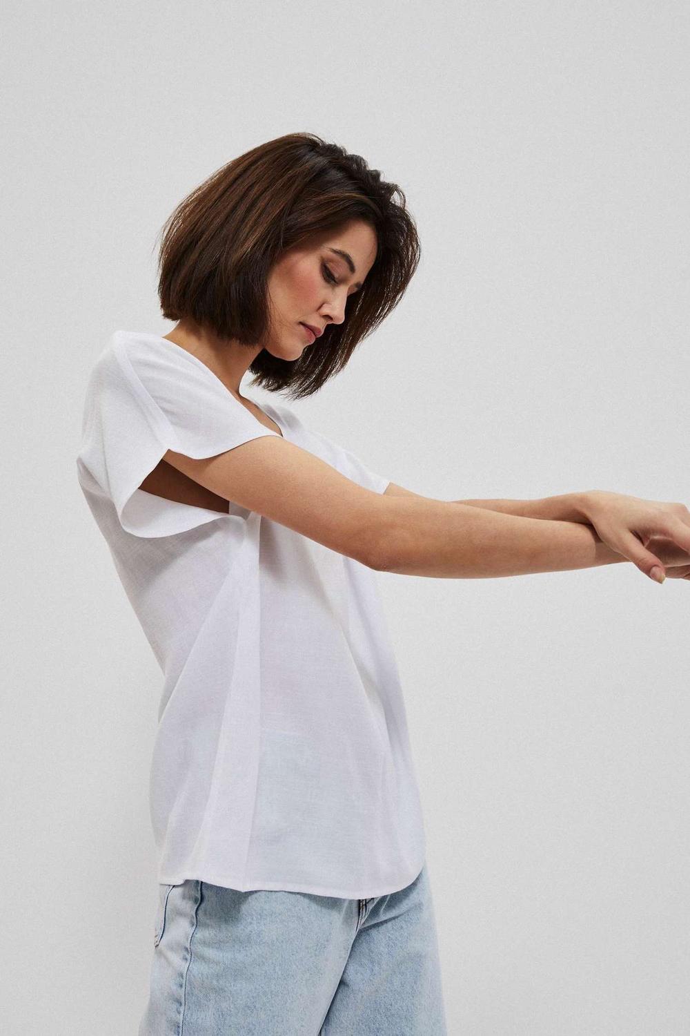 Blouse white with short sleeves Moodo L-KO-3743