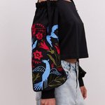 Women's embroidery black with open shoulders