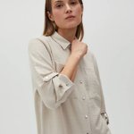 Блуза бежева з жатої тканини