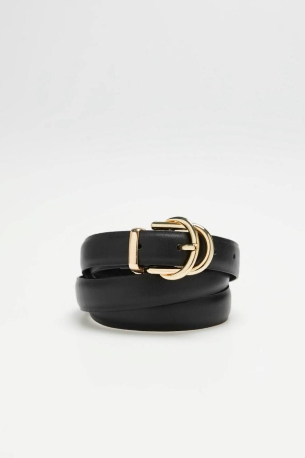 Чорний жіночий ремінь з еко-шкіри