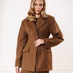 Костюм шоколадний із жакетом та спідницею з вовни 562_choco