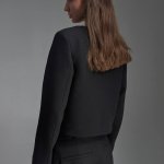 Stylish black cropped jacket with ties