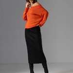 Black knitted skirt with a slit