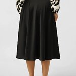 Black satin flared skirt