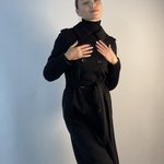 Тренч чорний вовняний двубортний VIVALON