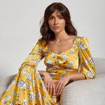 Yellow dress with floral print Artmon 1397.1
