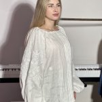 Women's embroidered shirt white on white by the author's work