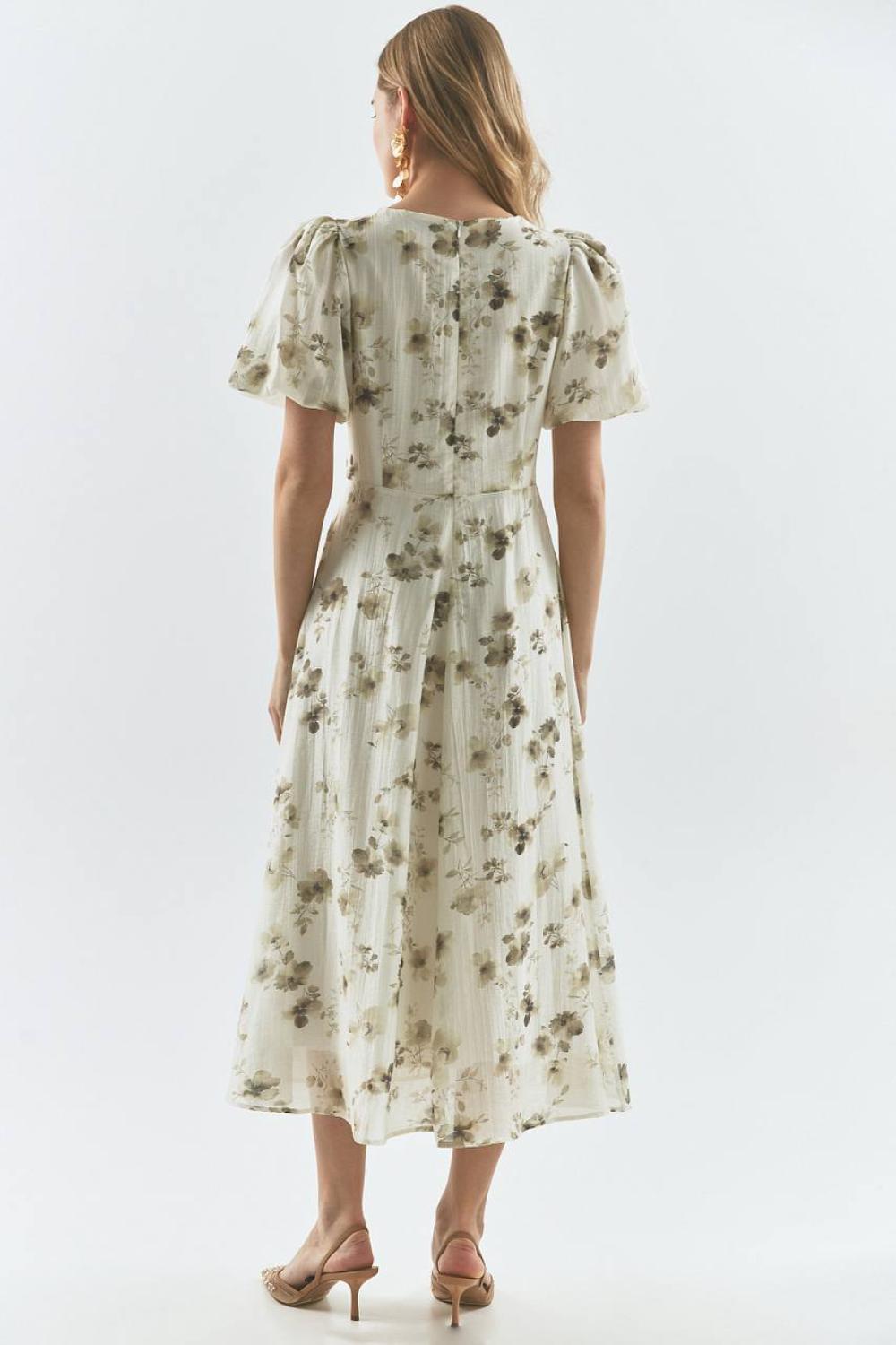 Vanilla dress in olive print