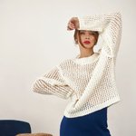 Women's white openwork sweater 2329 BELLISE