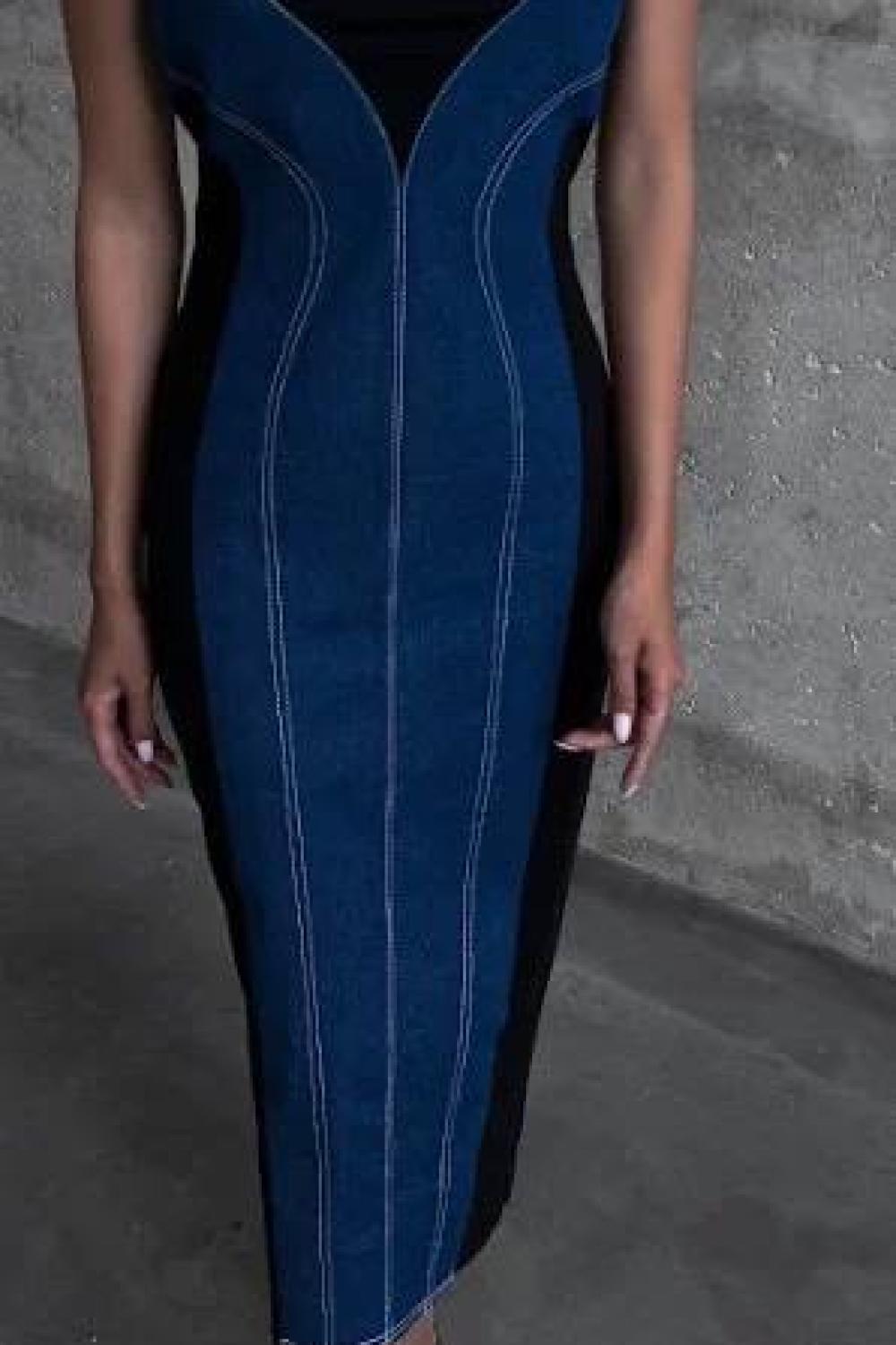 Denim midi dress