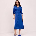 Blue silk midi dress