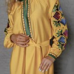 Yellow embroidered dress by Ksenia SVARGA