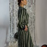 Shirt dress copper green with a long white stripe 20AH080. France. Almae