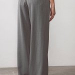 Grey palazzo pants with white belt STIMMA