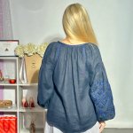 Embroidery for women black with blue pattern designer