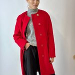 Пальто жіноче демісезонне з вовни червоне Mirella moda