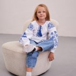Embroidery children's for girl Dahlia blue MEREZHKA