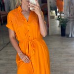Orange short summer dress SS22-331-K-Realiz