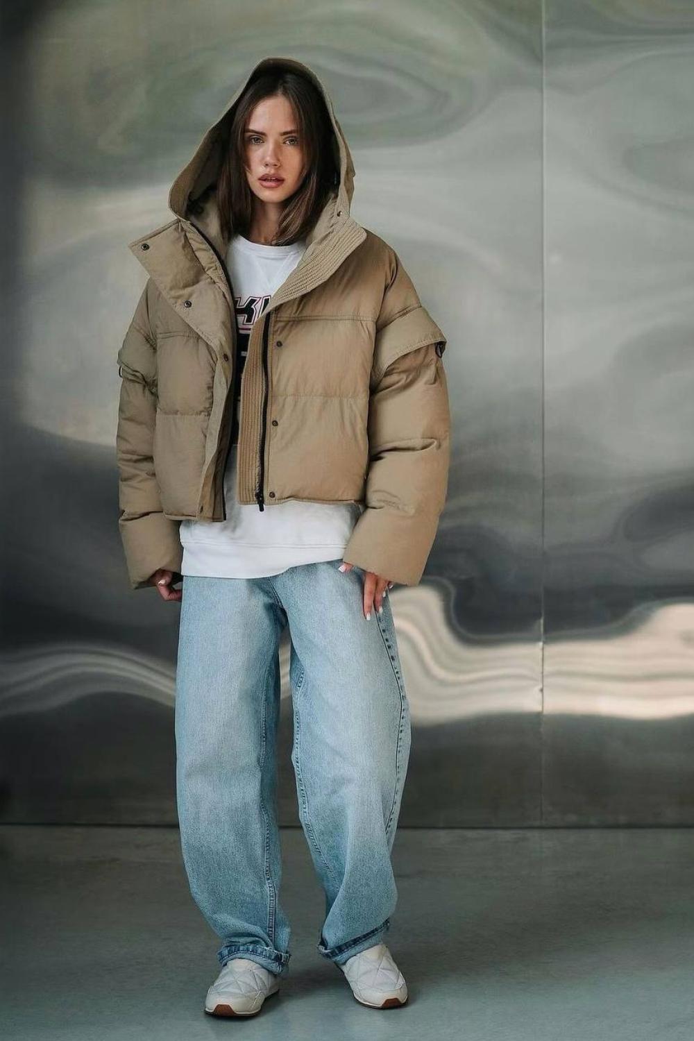 Бежева коротка куртка зимова 1365-beige-Realiz