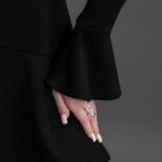 Black warm dress with ruffles