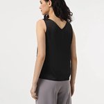Black satin sleeveless blouse
