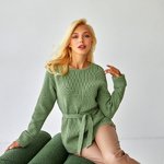 Women's olive jumper with a belt 2433 BELLISE