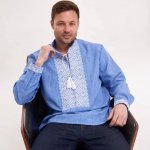 Men's embroidered jacket in jeans color Bohdan MEREZHKA