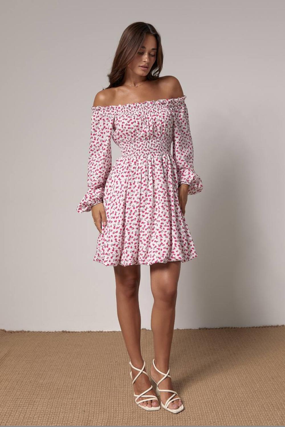 Mini dress with a flower