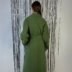 Women's demi-season green coat with a fold-down collar 274C FINE LINE