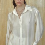 Milk semi-transparent classic blouse