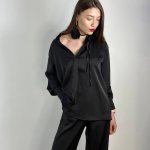 Women's black silk suit, trousers with blous STIMMA