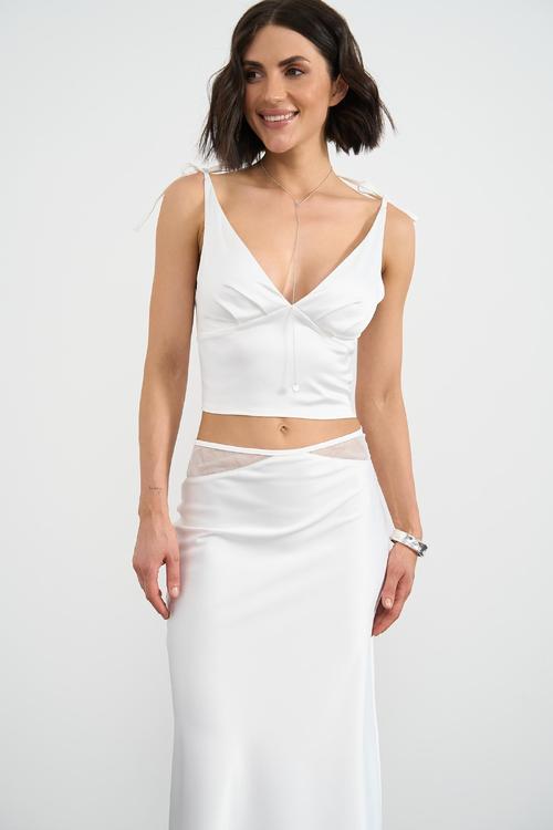Cream top with silk straps