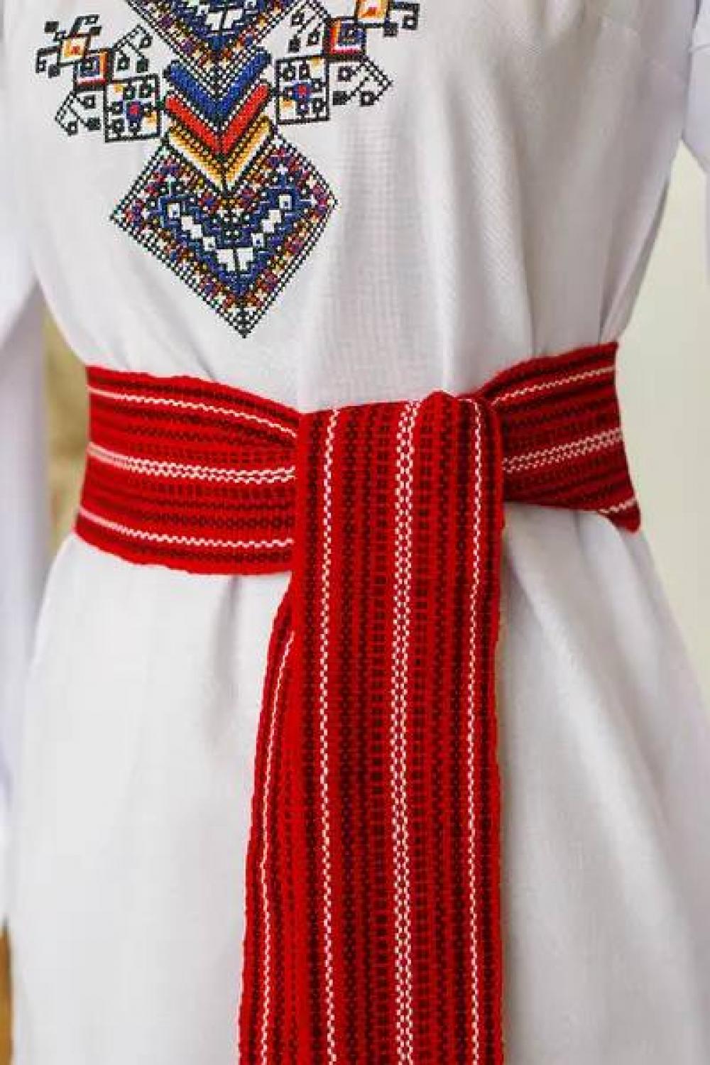 Пояс крайка до вишиванки червоний MEREZHKA