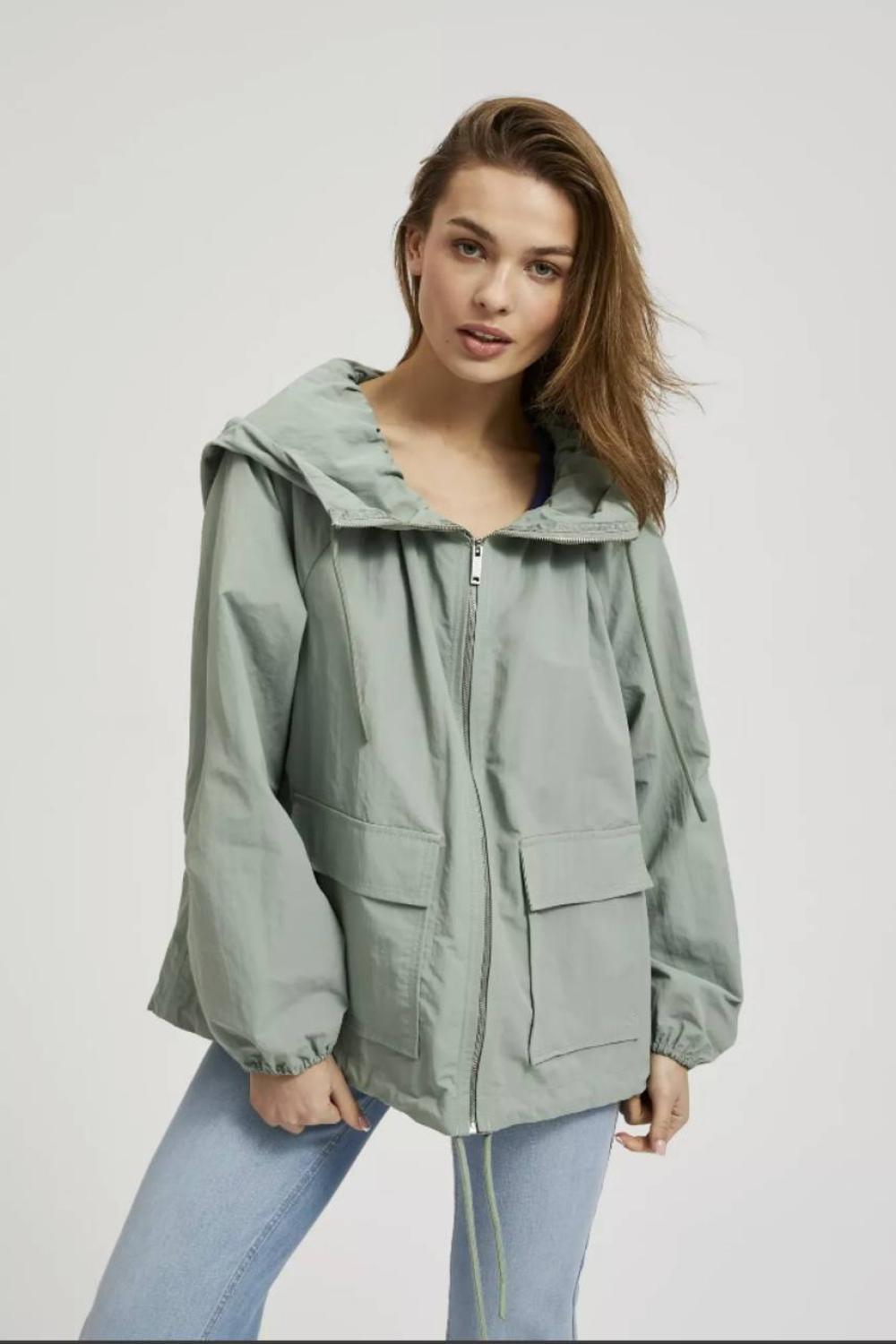 Olive windbreaker jacket with patch pockets MOODO