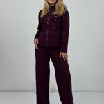 Plum-colored hussar-style suit