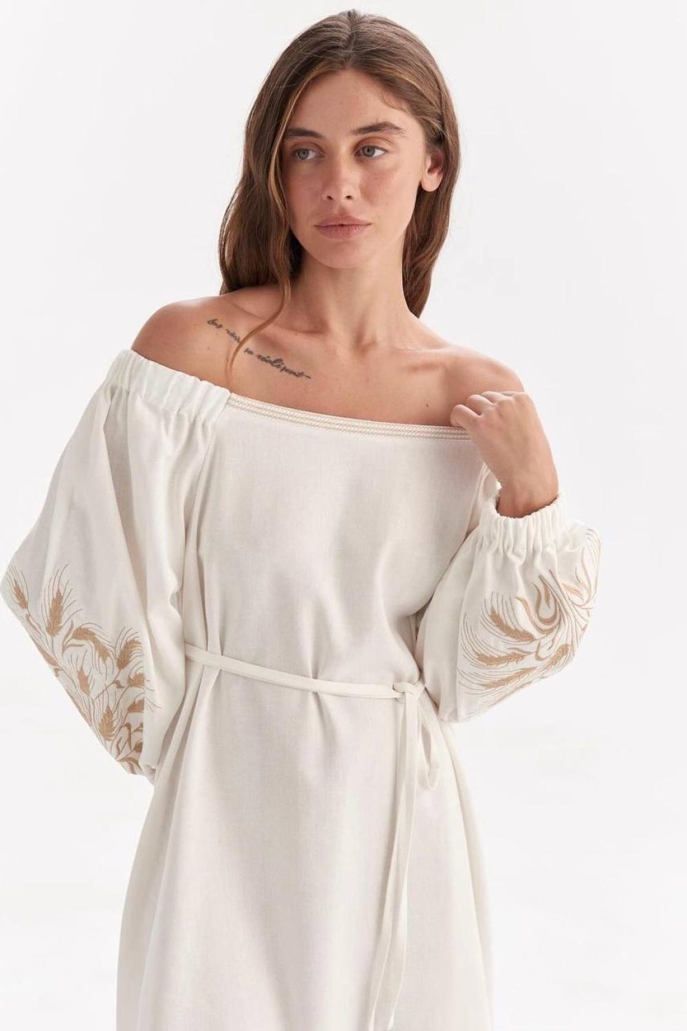 Embroidered dress with an embroidered ear of corn