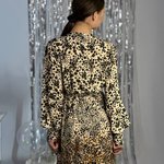 Scented dress in honey-colored flower pattern 20AH513. France. Yuka Paris