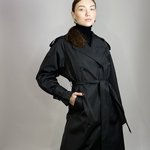 Trench coat women's black demi-season made of Fine Line cotton